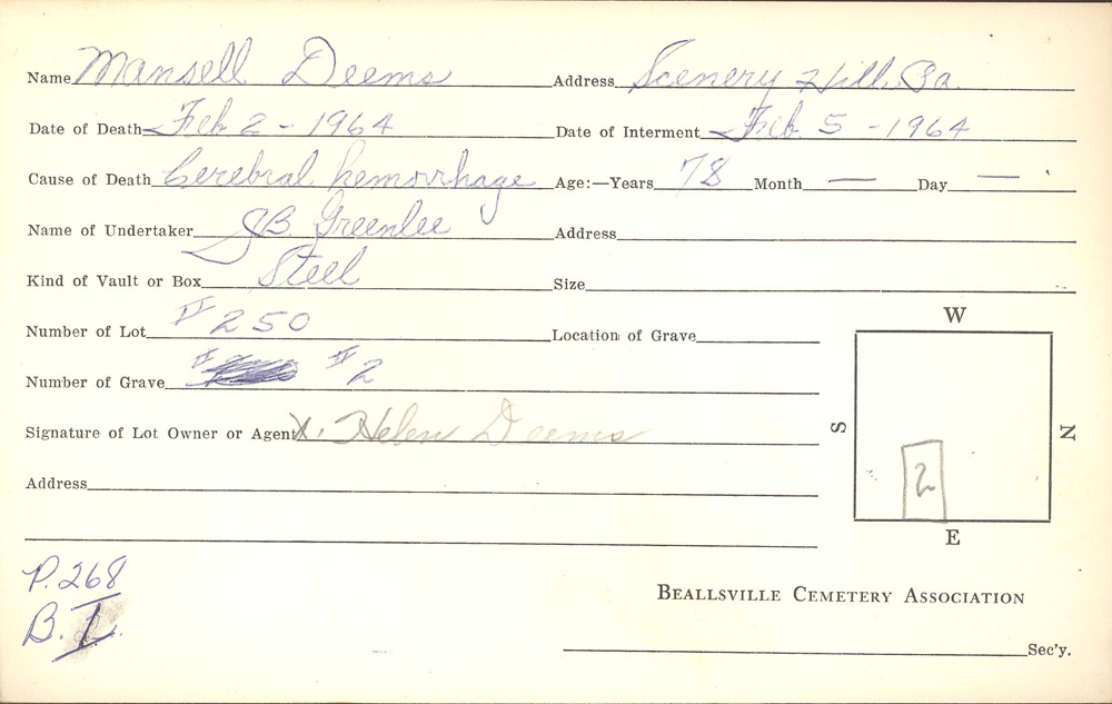 burial card